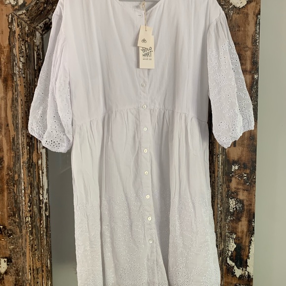 Matilda Jane Good Hart Eyelet Dress Large White NWT - Picture 2 of 5